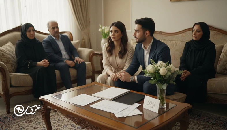 توافق خانواده‌ها در برنامه‌ریزی عروسی؛ عروس و داماد در حال مذاکره برای خروج از دو قطبی و رسیدن به تصمیم برد-برد