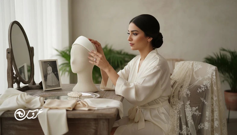 تحول استایل عروس در طول تاریخ با تمرکز بر آرایش، مو و اکسسوری عروس در فضایی واقعی و نور طبیعی