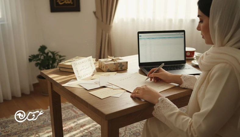 مدیریت هدایا بعد از عروسی؛ ثبت هدیه عروسی و مرتب‌سازی پاکت‌ها و کارت‌ها روی میز با چک‌لیست تشکر