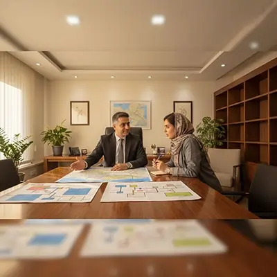 تصویری از مشاوره ایزدملک به مشتریان برای انتخاب متناسب با هدف مشتریان