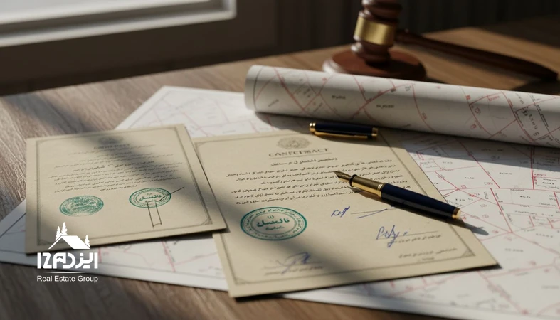 قرارداد خرید زمین با نقشه ثبتی و سند رسمی؛ نمایش بندهای حیاتی، استعلام‌ها و ریسک‌های حقوقی معامله زمین