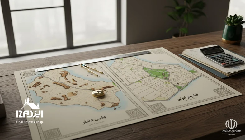 مقایسه زمین خام و زمین قطعه بندی شده از نظر سود، ریسک و سرعت فروش با نقشه و مدارک استعلام