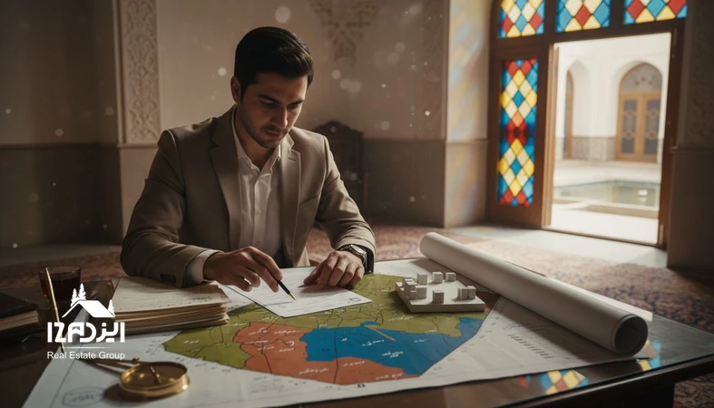 شروع خرید زمین در ایران؛ خریدار در حال بررسی سند مالکیت، کاربری و نقشه منطقه قبل از پرداخت